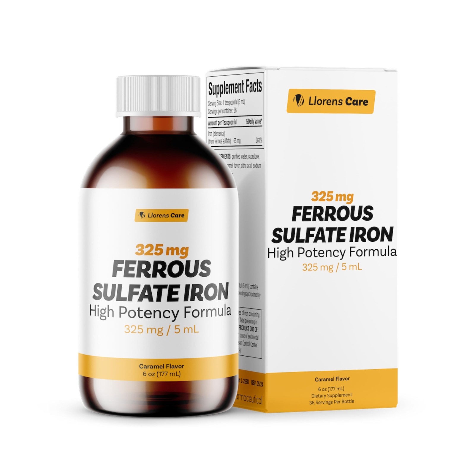 Ferrous Sulfate 325mg Liquid Iron 65mg of Elemental 6 Fl Oz (Pack 1)