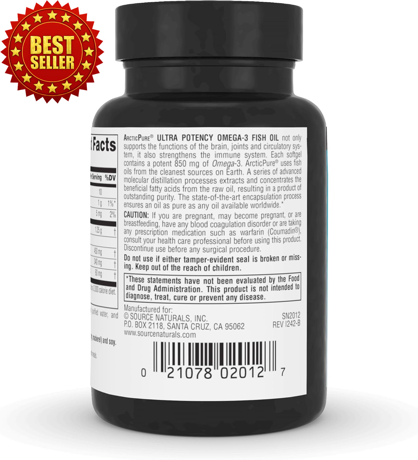 Source Naturals Fish Oil Arcticpure Ultra Potency 850 mg Omega-3 30 Softgels