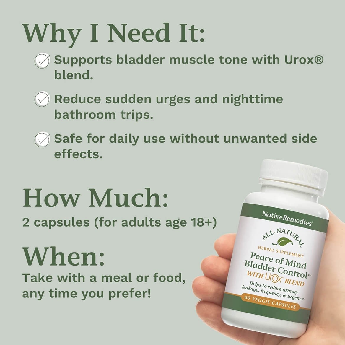 Native Remedies Bladder Control Supplements – Peace of Mind with Urox – Bladder