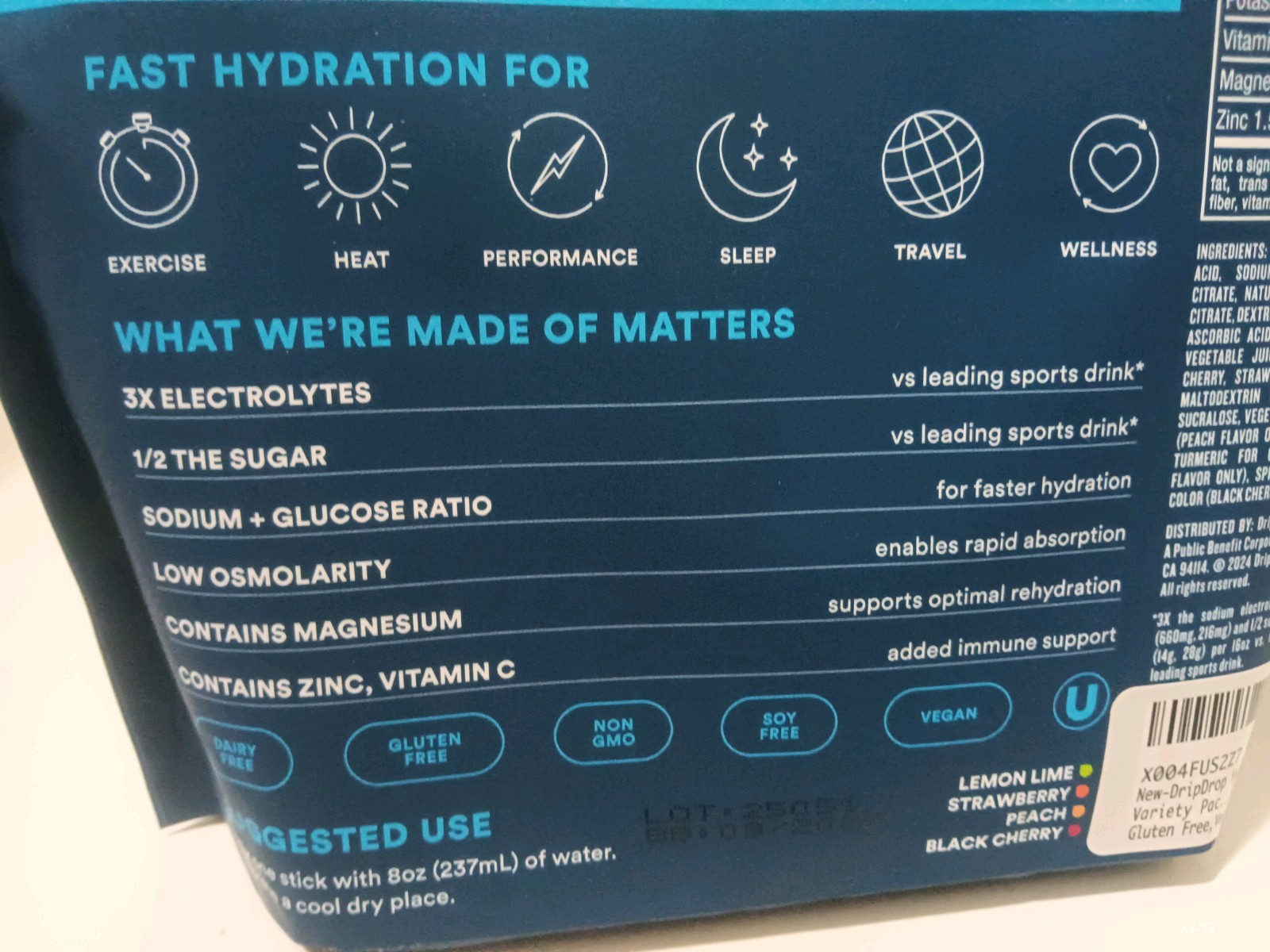 DripDrop Hydration Packets – Juicy Variety Pack – 32 Servings (Pack of 1)