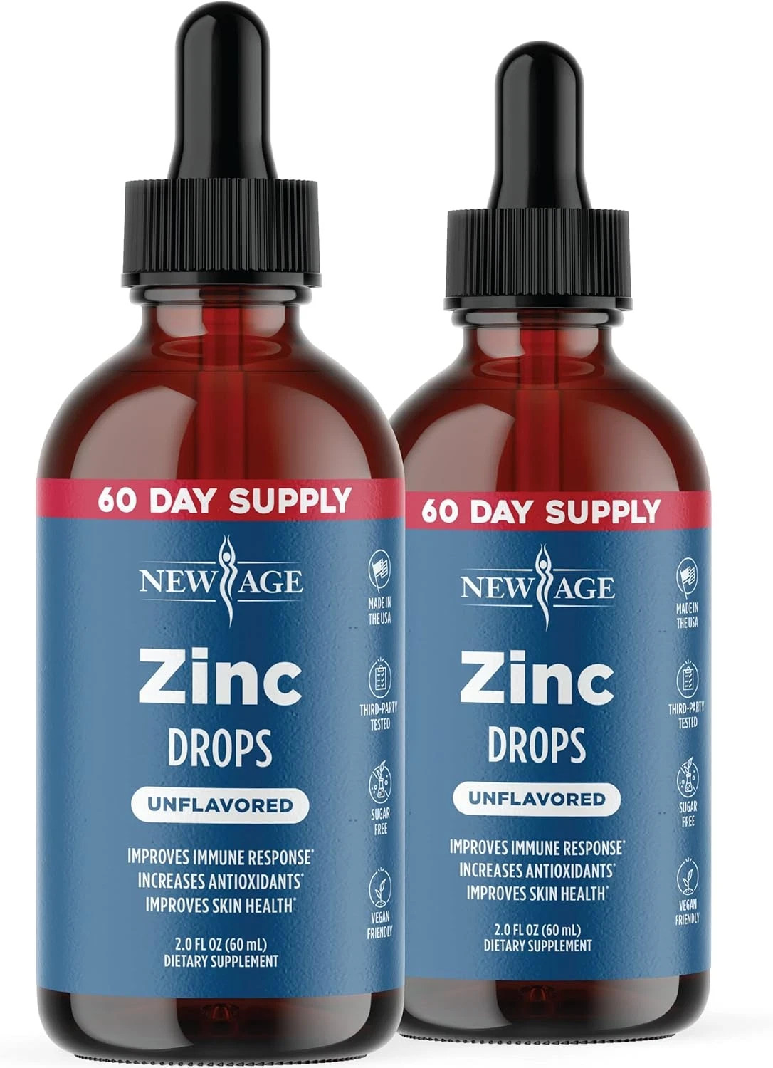 Liquid Zinc Drops for All Ages by NEW AGE – Zinc Sulfate for Immune Support, Veg