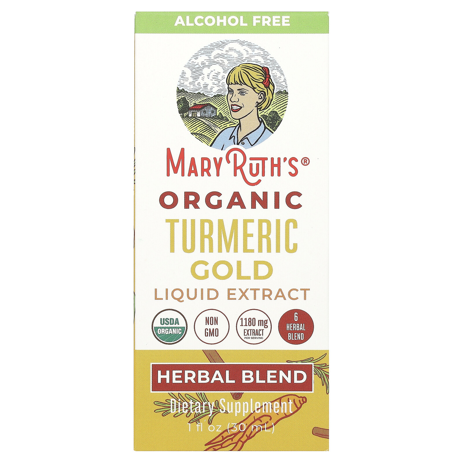 Organic Turmeric Gold Liquid Extract, Alcohol Free, 1,180 mg, 1 fl oz (30 ml)