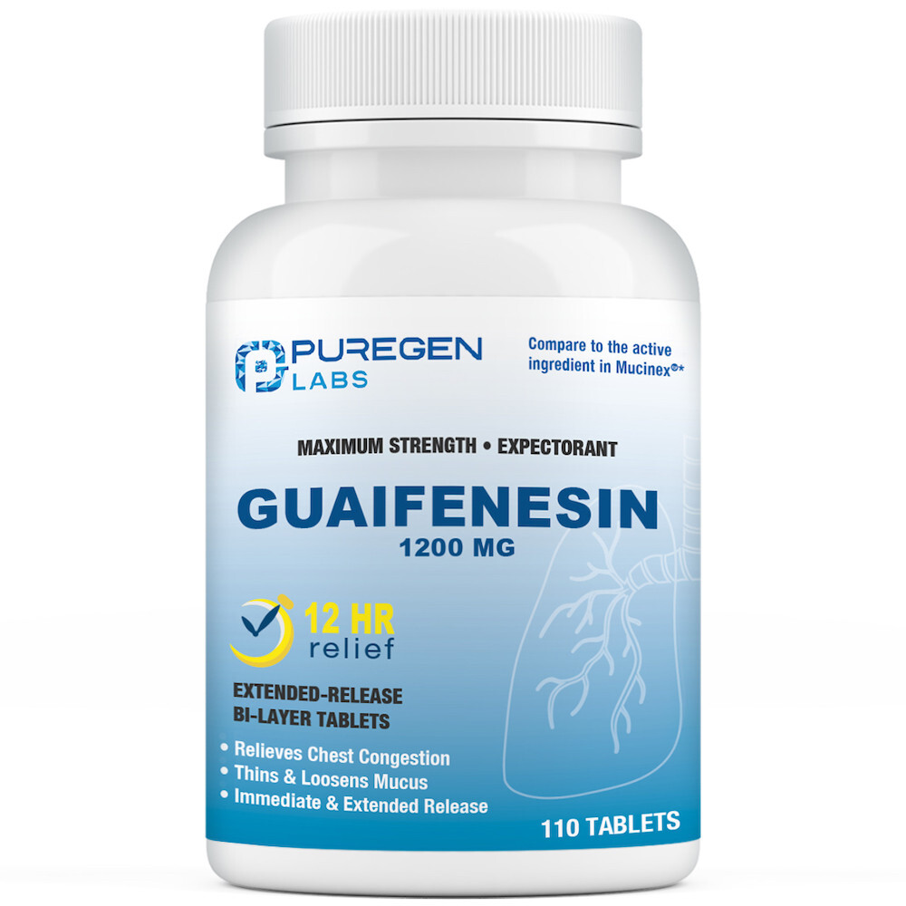 Puregen Labs Guaifenesin 1200mg 110 Tablets