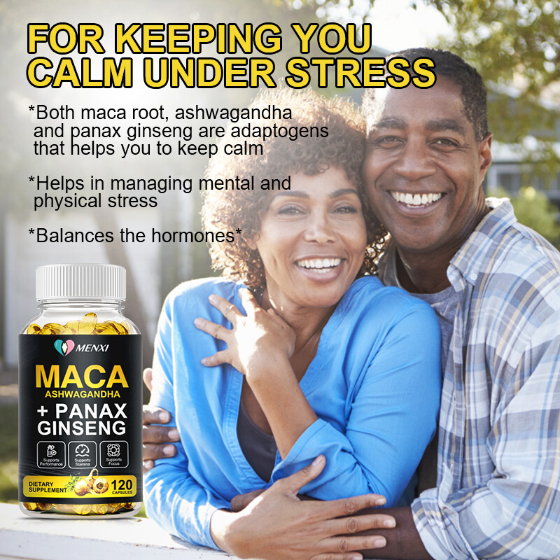 Maca Root + Ashwagandha + Korean Ginseng 12000mg, Peruvian Maca Root 120 Capsule