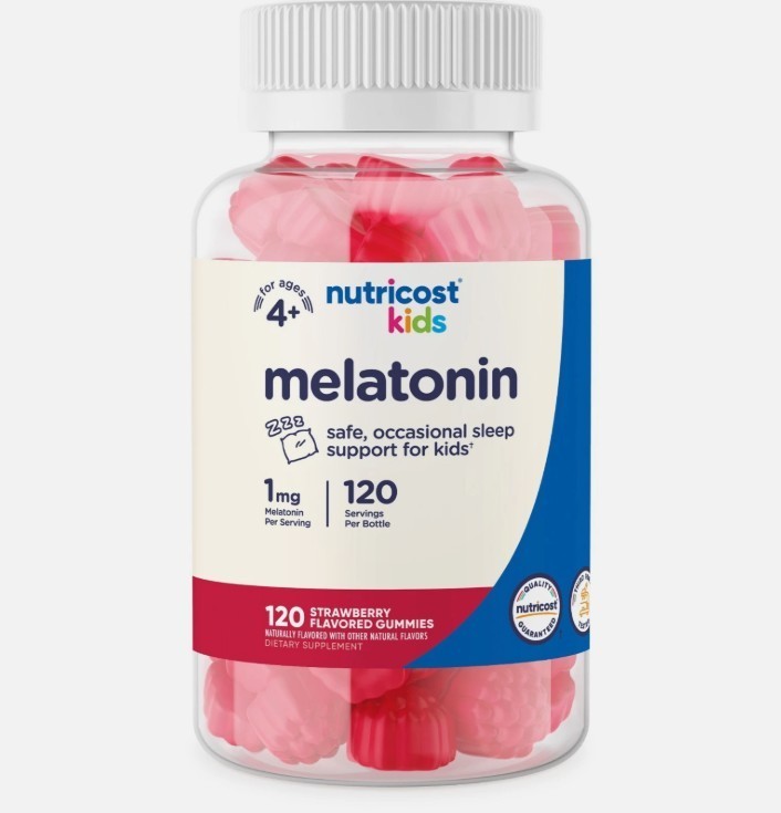 Nutricost Kids Melatonin Gummies 1mg, 120 Gummies, Strawberry Flavored