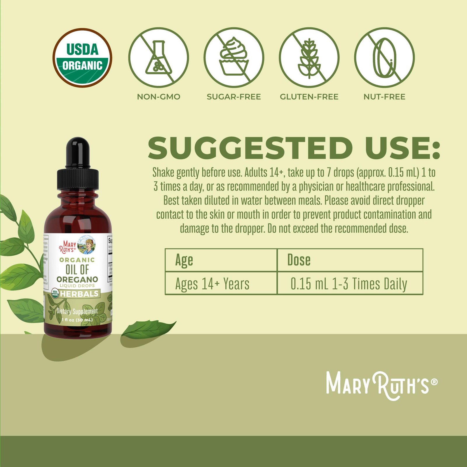 MaryRuth Organics Oregano Oil Drops | 6 Month Supply | USDA Organic Oil of Or…
