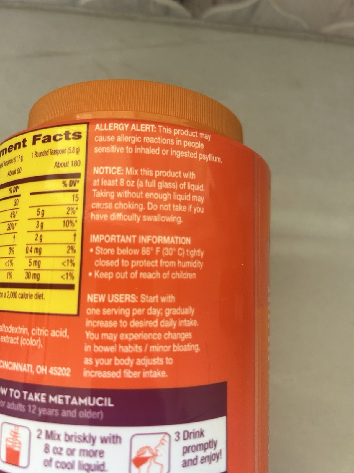 Metamucil Premium Blend Sugar Free with Stevia Orange 180 tsp 37.1 oz/2.3 lbs