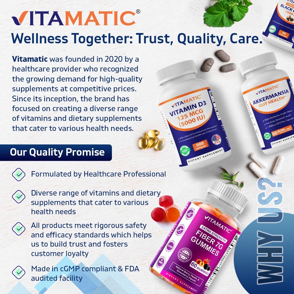 Vitamatic 5-HTP 200mg with B6 5mg Per Serving – 240 Vegetarian Capsules