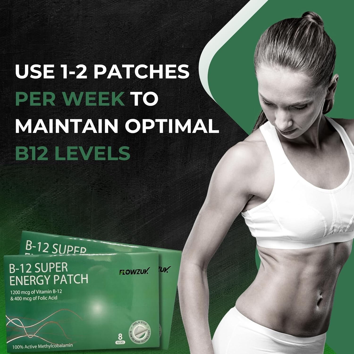 Vitamin B12 energy Patches Transdermal High Strength Complex Folic Acid 8pcs