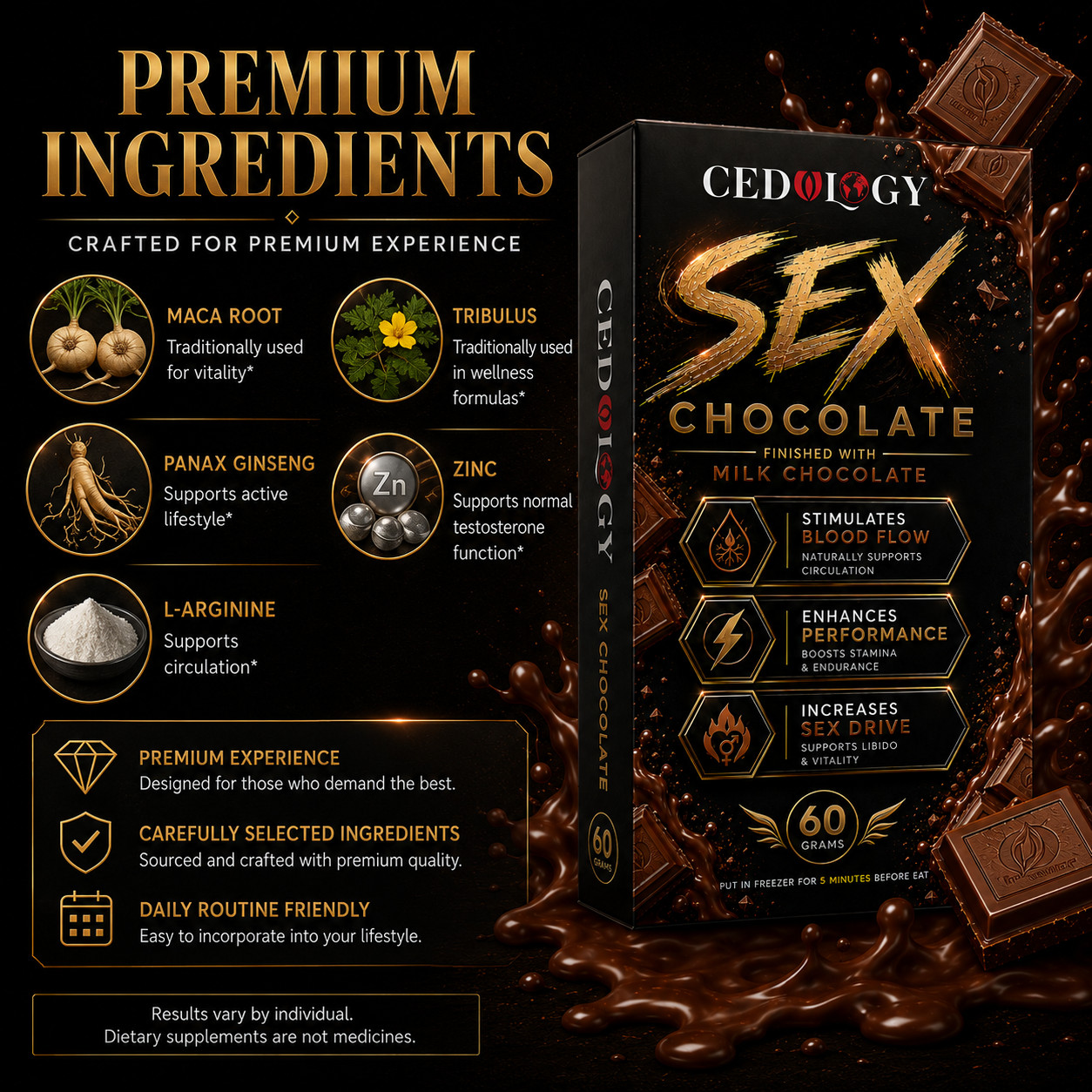 Cedulogy Herbal Wellness Chocolate for Men Milk Chocolate 60g Premium Formula