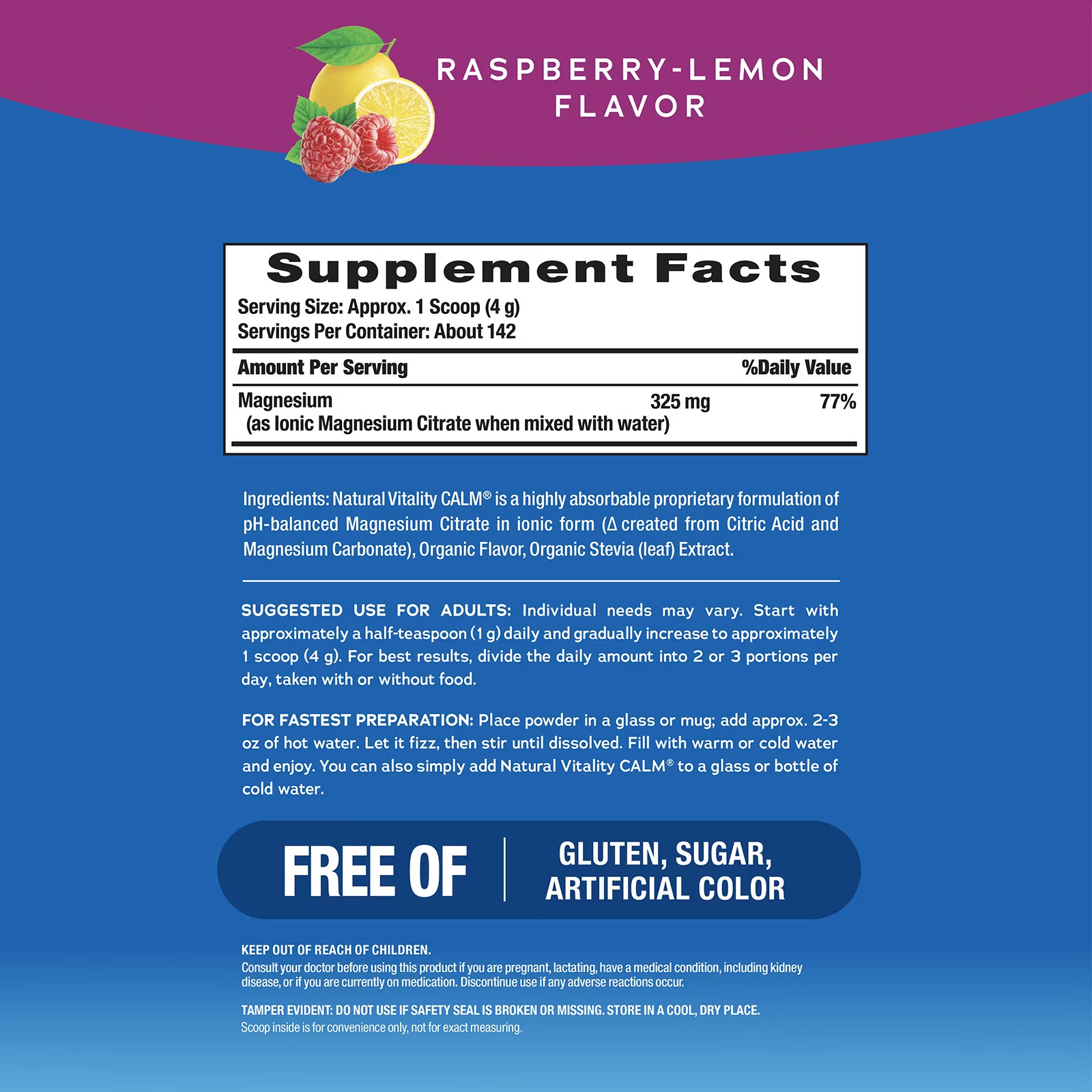 Natural Vitality Calm Raspberry-Lemon Drink Mix, 20 oz (FREE SHIPPING)