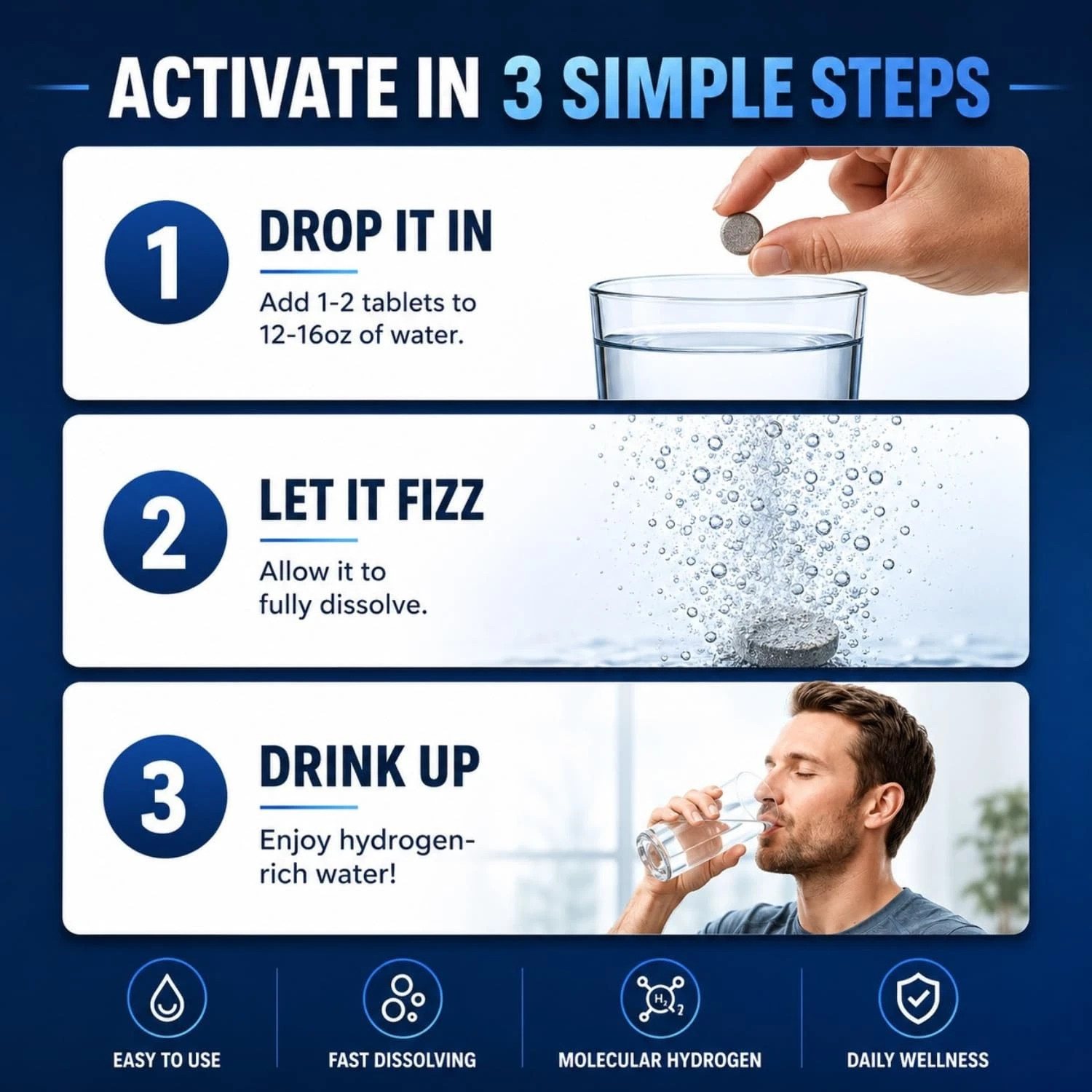 HydroLite Molecular Hydrogen Tablets for Drinking Water with Magnesium | Highest