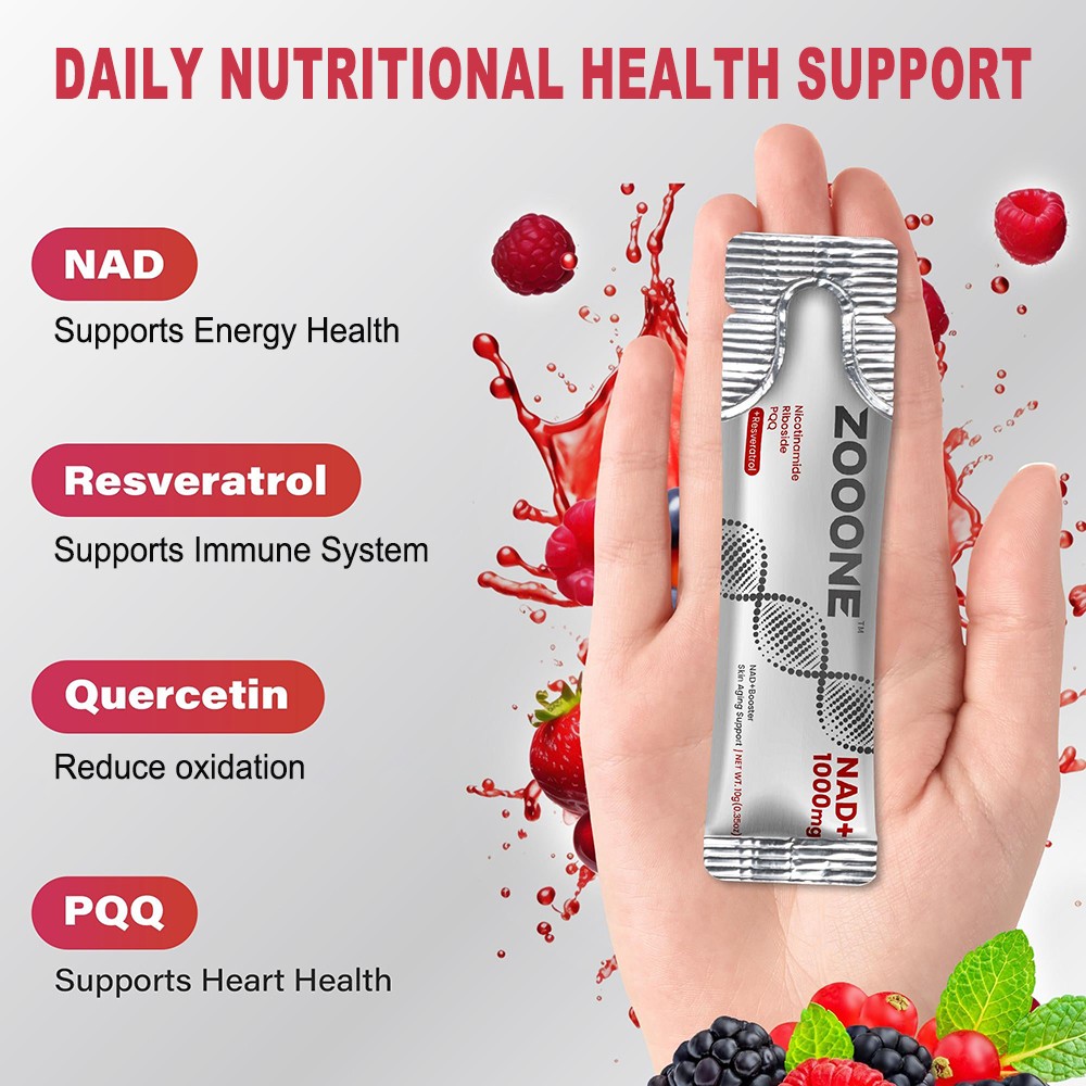 ZOOONE NEW NR1000 NAD+ Berry Flavor Drink Mix – 30 Packets Lutein – Healthy Derm