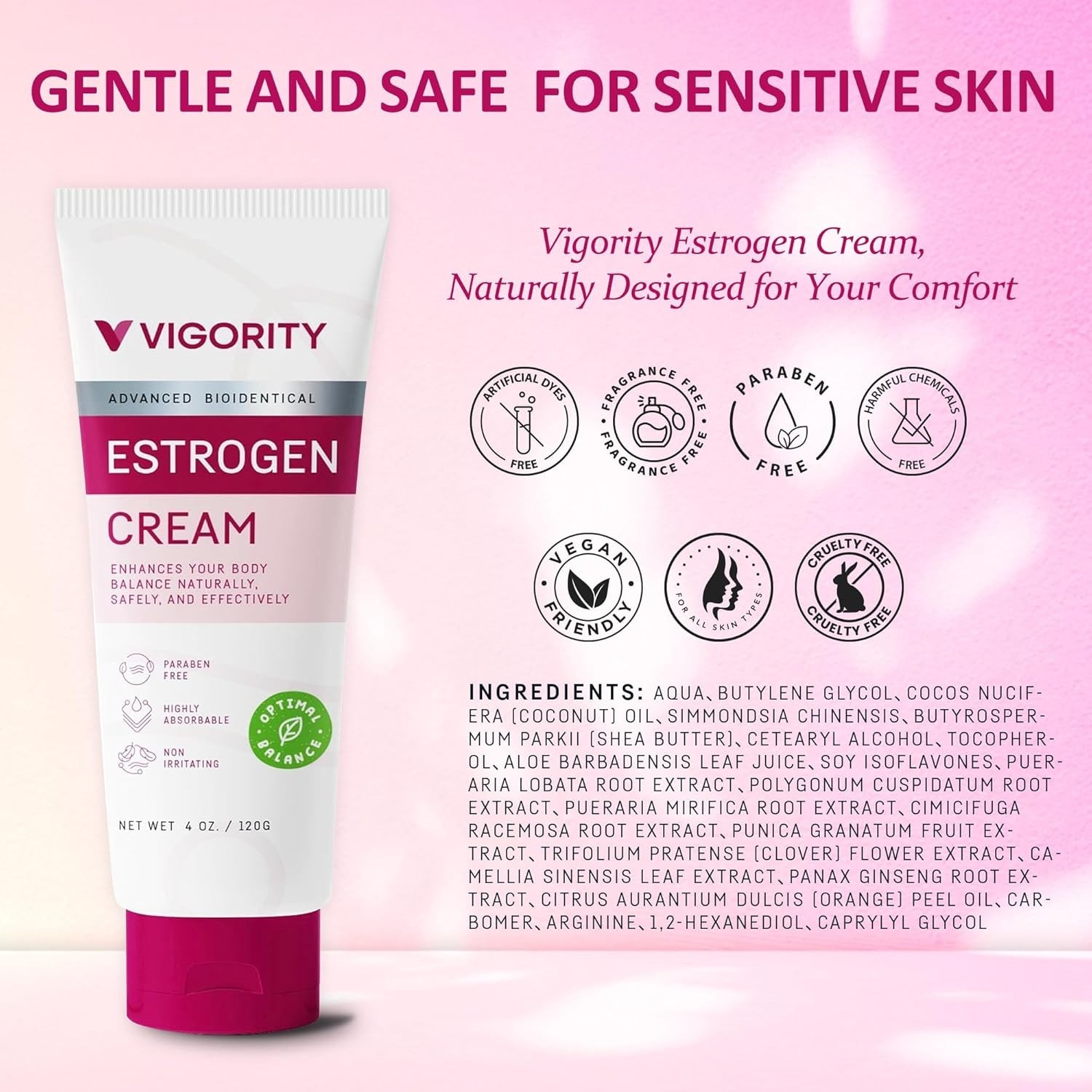 Estrogen Cream For Women, Natural Bioidentical, Hot Flashes Menopause Relief,…