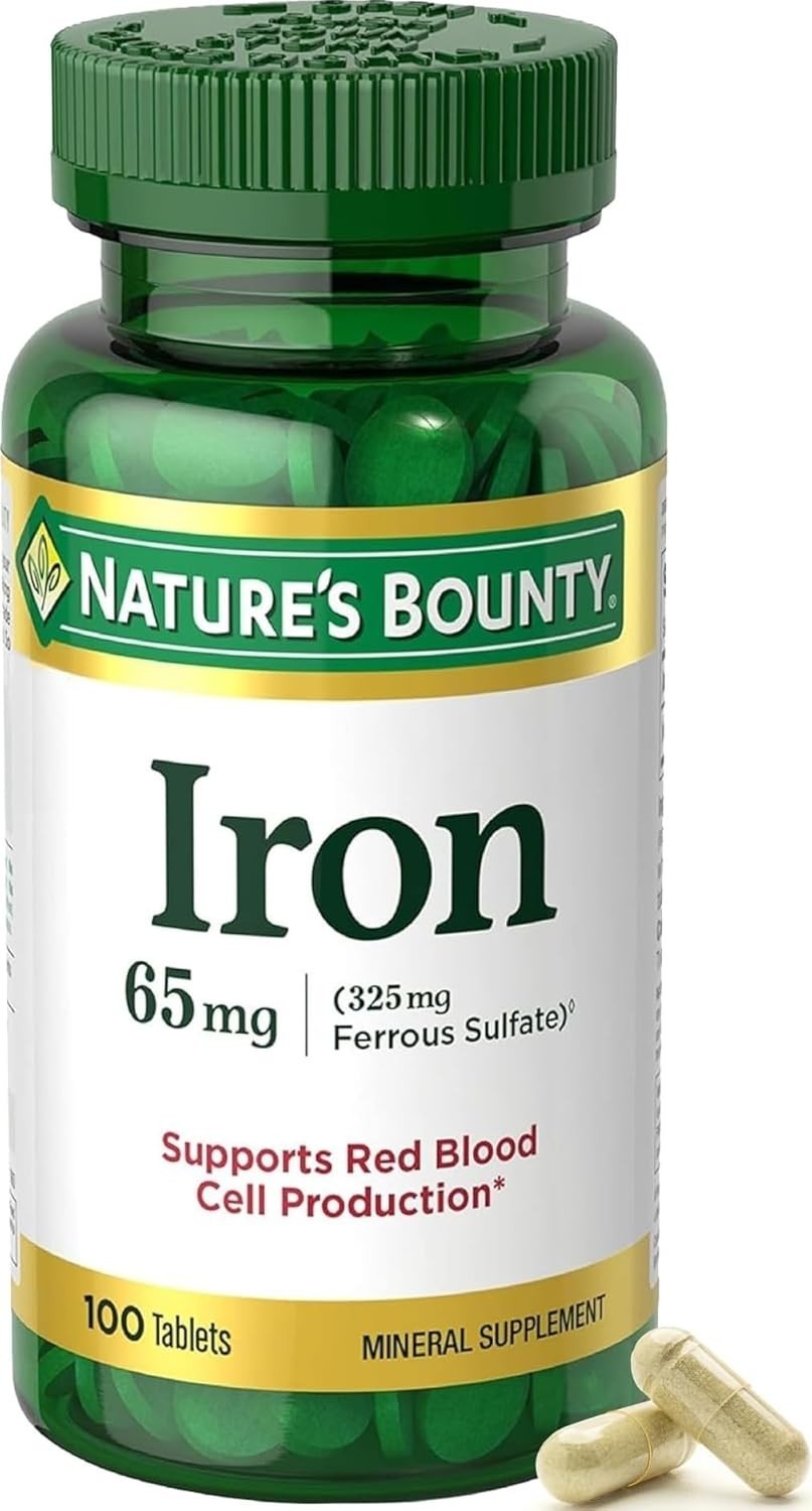 Iron 65 Mg Support Red Blood Cell Production Ferrous Sulfate 325 Mg, 100 Tabs