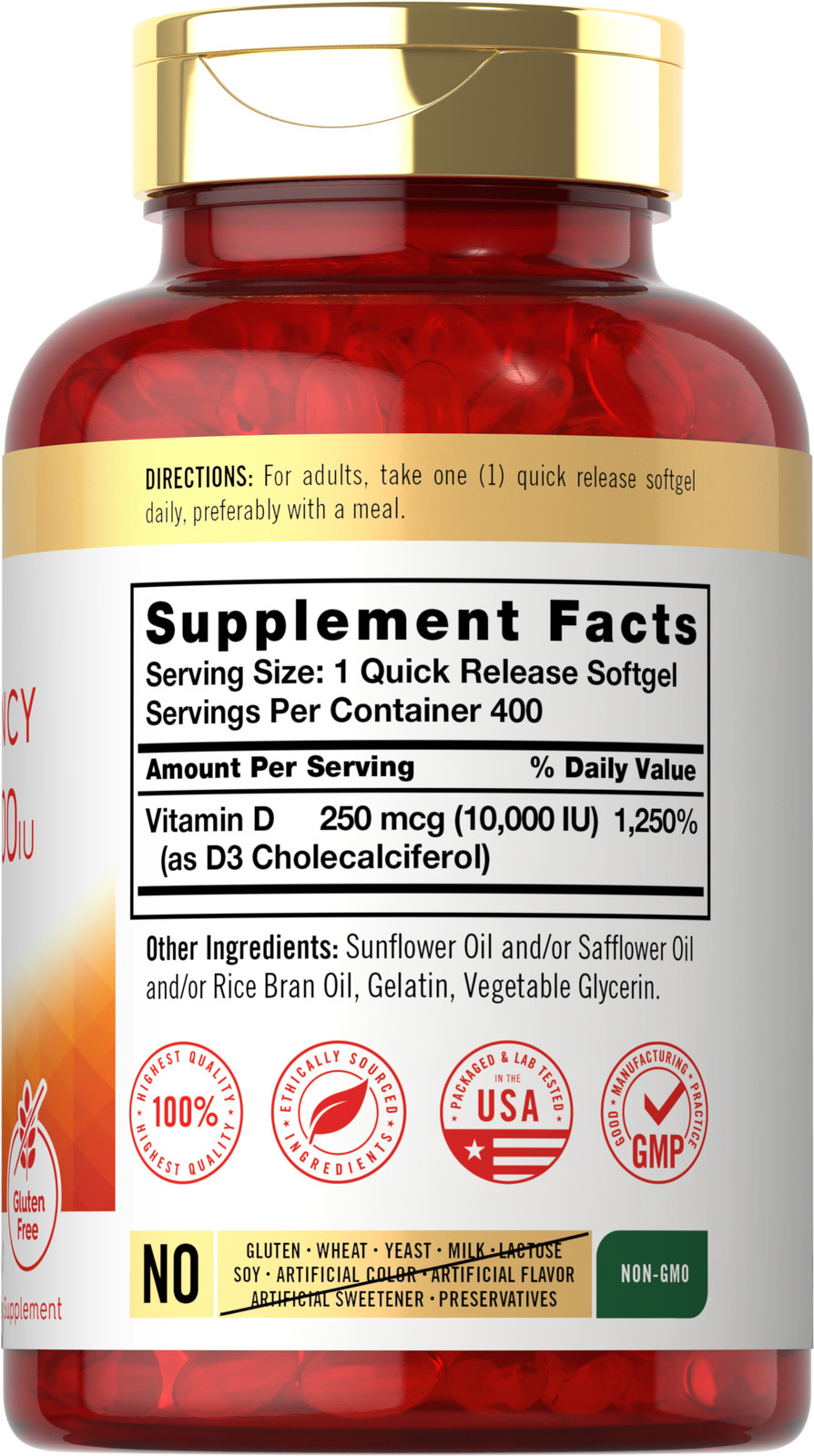 Vitamin D3 10000 IU 400 Softgels | Value Size | Max Potency | by Carlyle