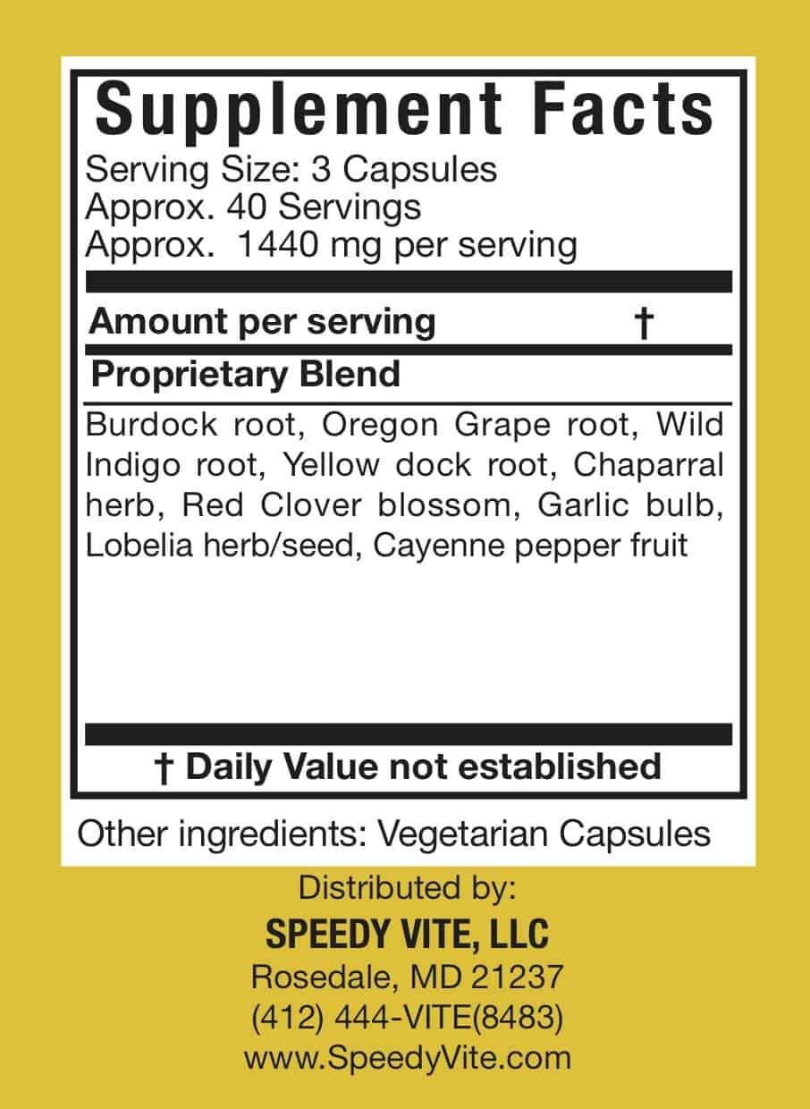 SpeedyVite® Natural Blood Cleanser Supplement (120 Veg caps) Organic & Wild