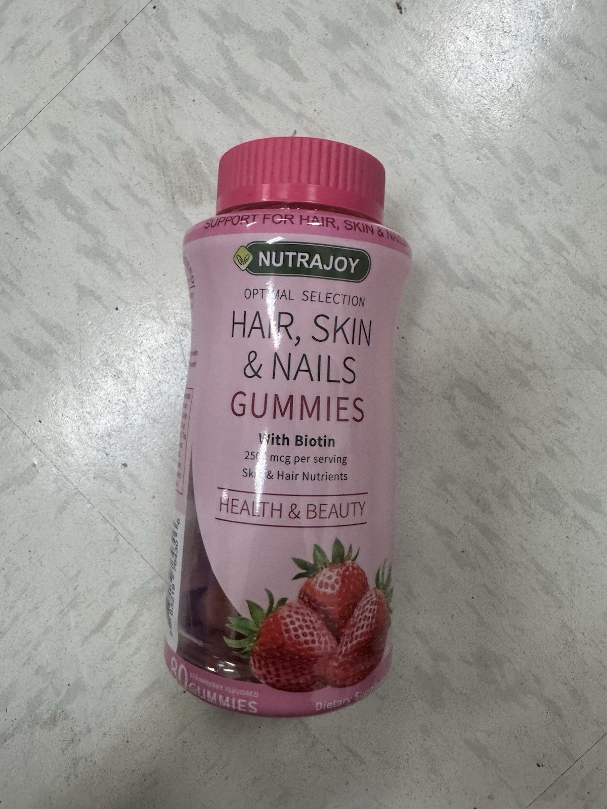 Nutrajoy Hair Skin Nails Gummies with Biotin 80 Count Pack of 2