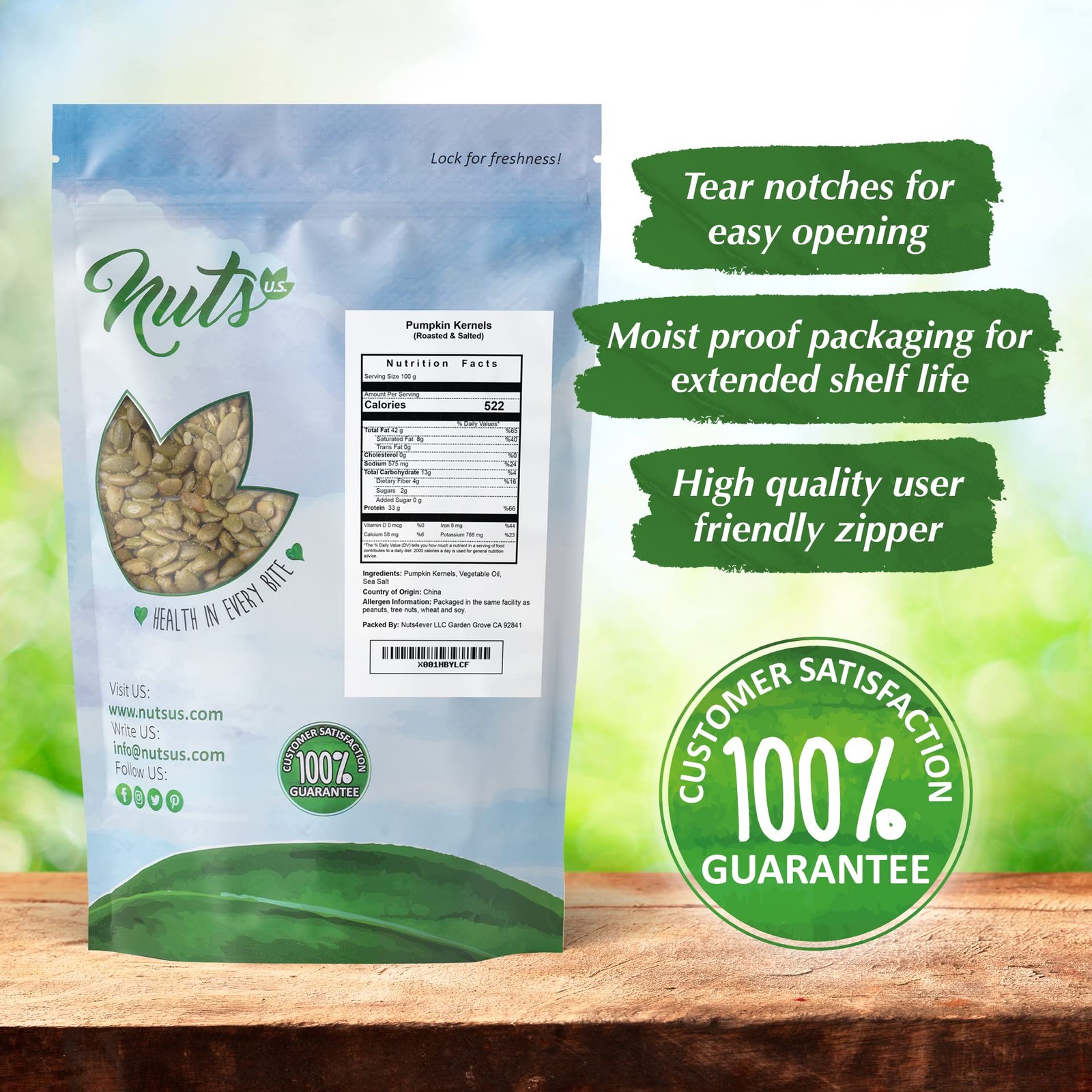 Pumpkin Seeds (Pepitas) | Roasted and Salted | No Shell | 3 LB