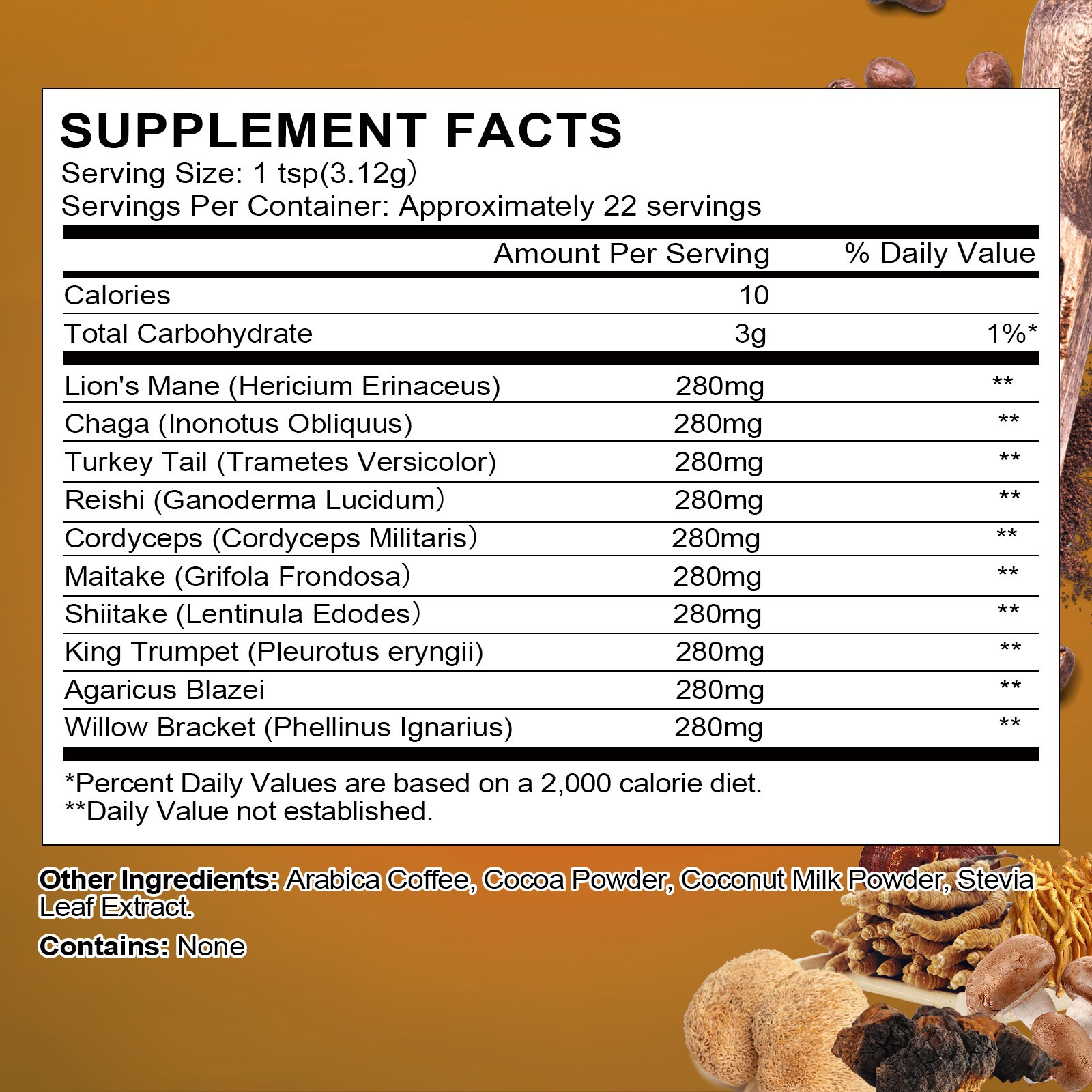 210g Mushroom Coffee Instant Mushroom Coffee Powder Brain & Immune Boost