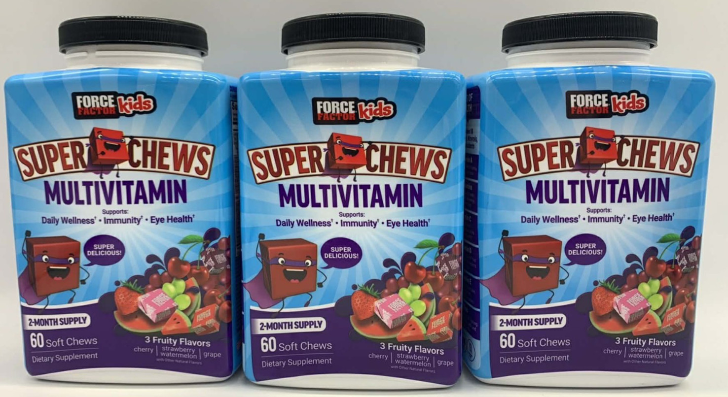 3PK Force Factor MultiVitamin ~ 60 Soft Super Chews Each ~ Fruity FLVR ~EXP 6/26