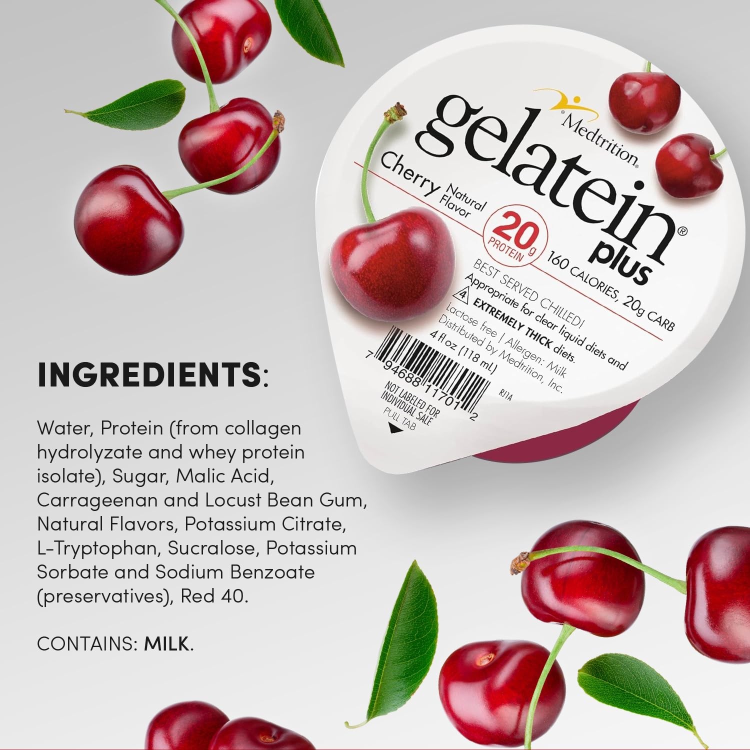 Gelatein Plus Cherry Protein Supplement 20 Gram 12 Pack