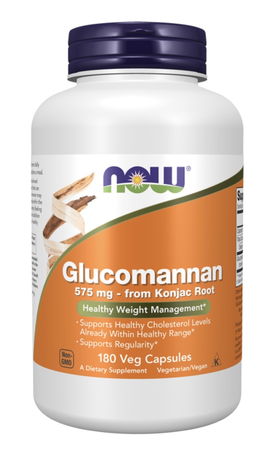 Glucomannan 575mg 180 Capsules Now Foods from Konjac Root Kosher