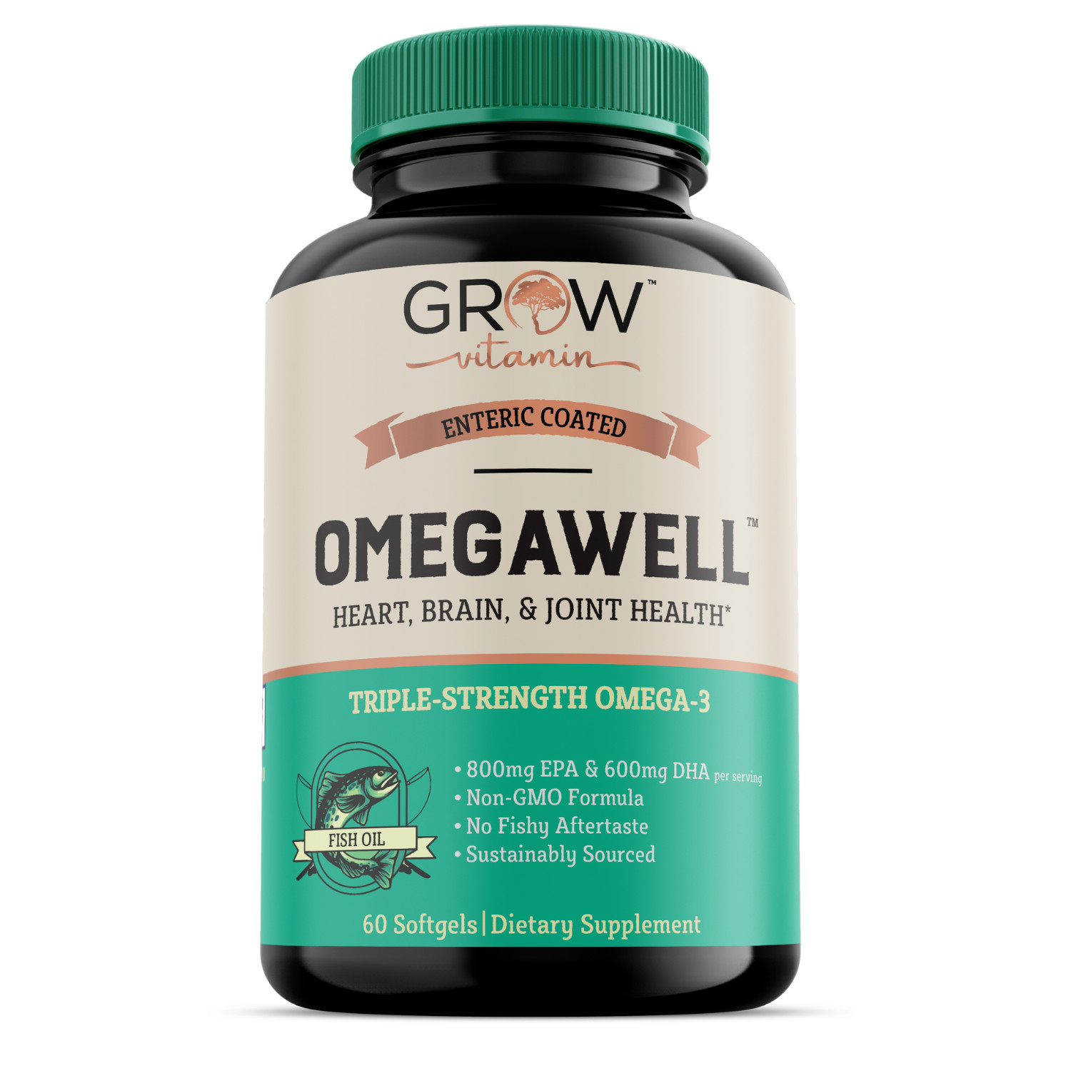 Omega 3 Fish Oil Small, Potent, Joint Pain Relief, Coated, NON-GMO, Made in USA