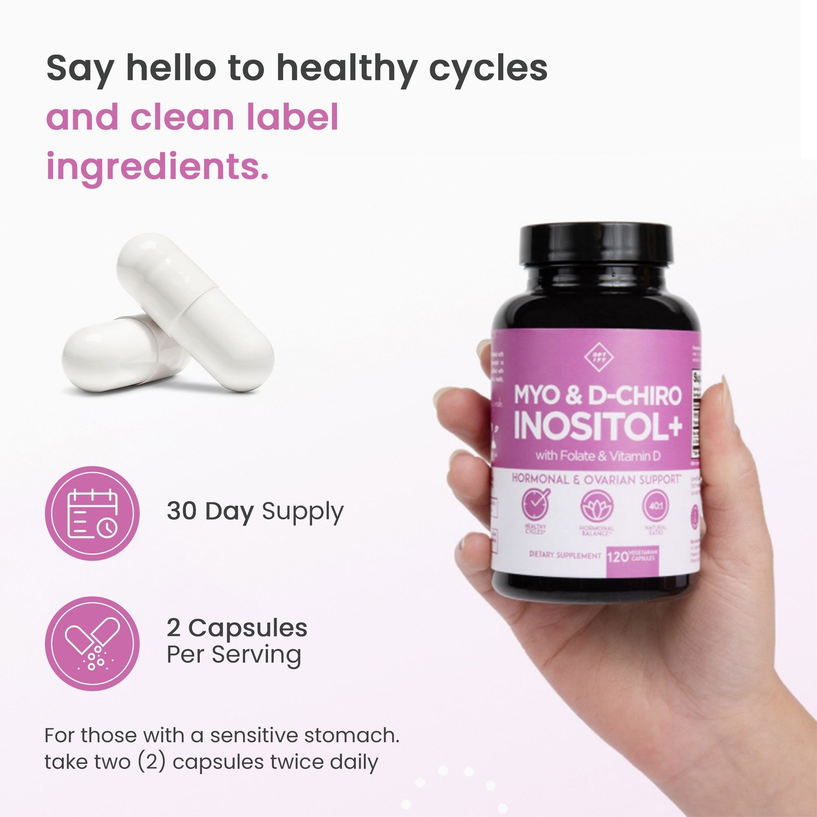 Optify Myo & D-Chiro Inositol – Vitamin D3, Folate – Hormone & Ovarian Support