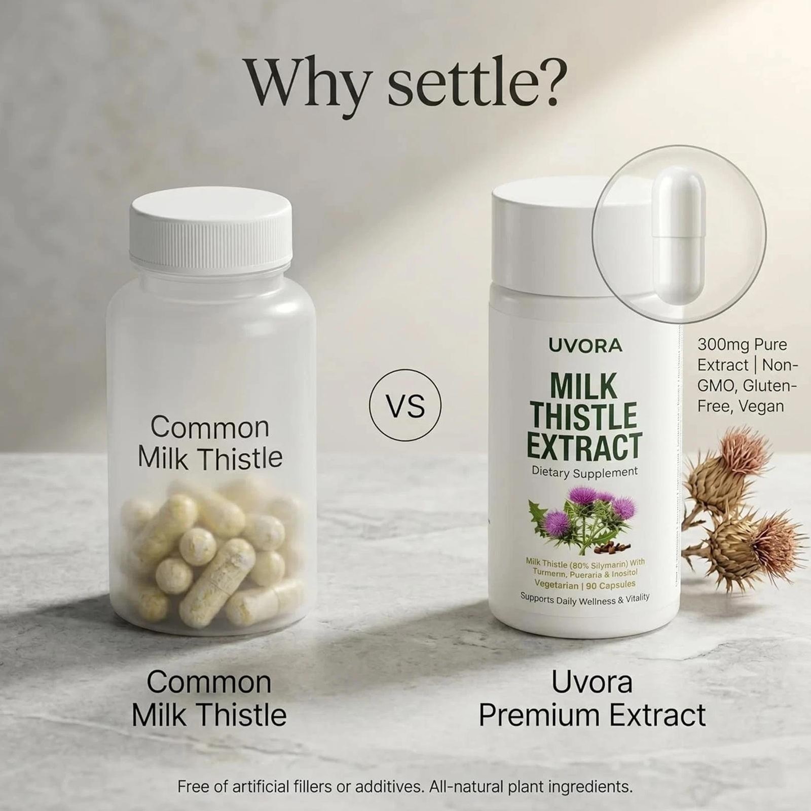 Uvora Milk Thistle Detox, Premium Herbal Supplement With Milk Thistle