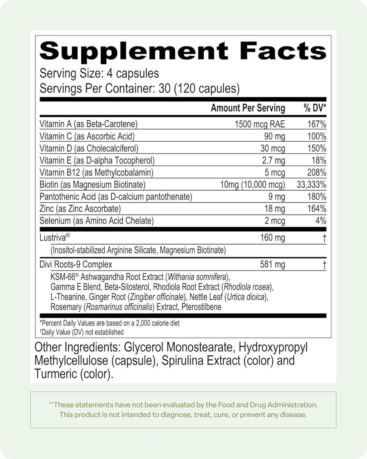 New DIVI Hair Vitamins Nourish + Support 120 Capsules Supplement, Read Descripti