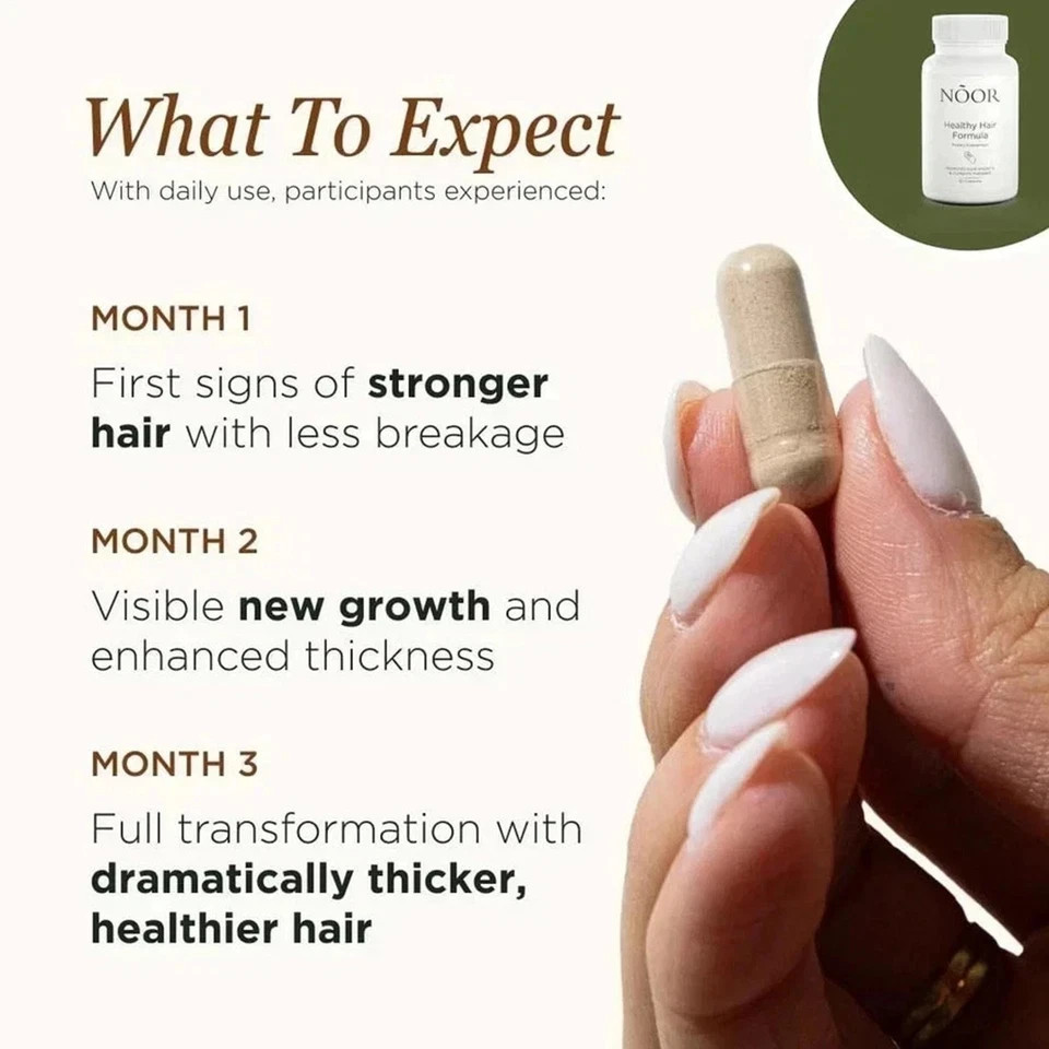 3-Pack NOOR Healthy Hair Formula – NOOR Hair Growth Support Capsules – 180Caps