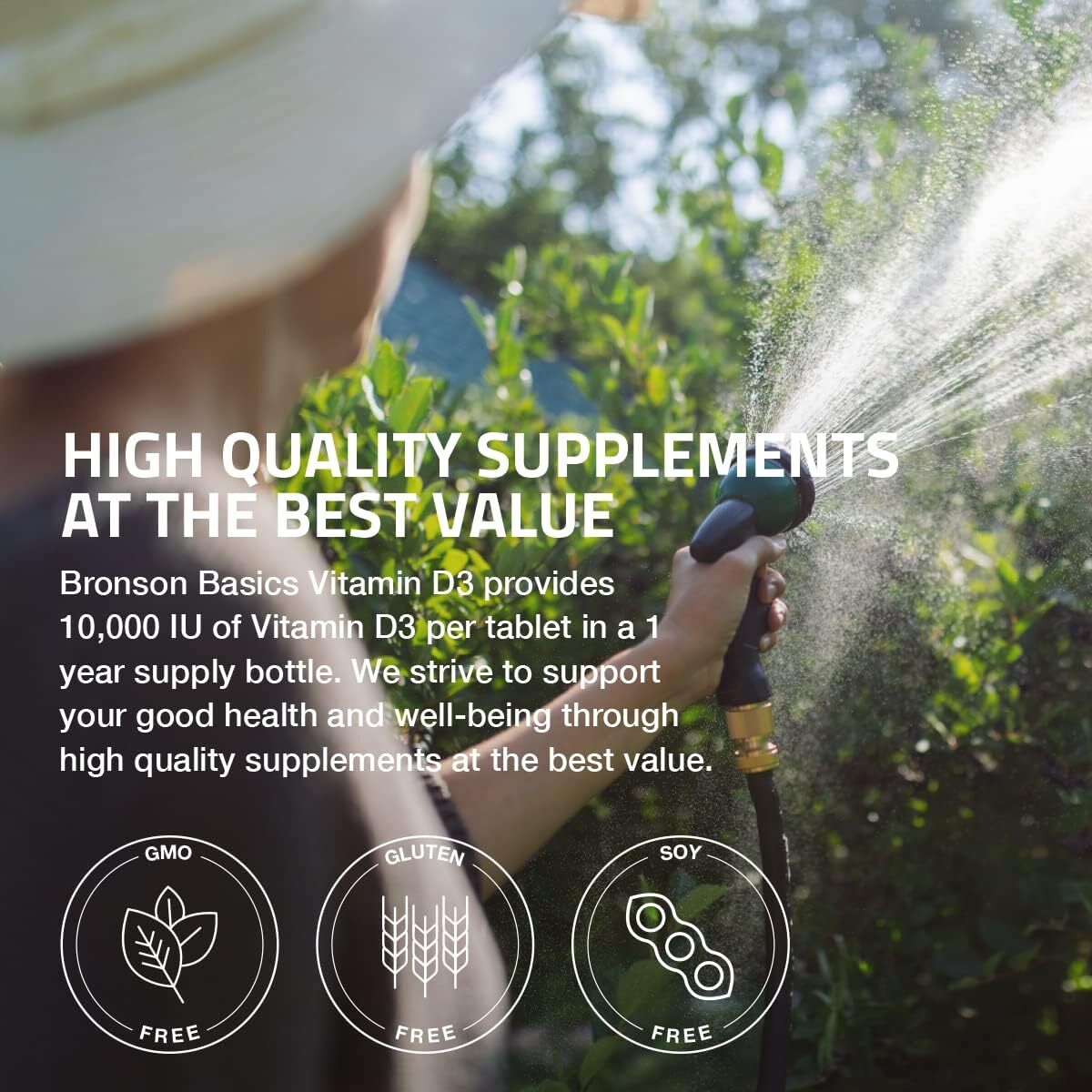 Vitamin D3 10,000 IU (250 MCG) 1 Year Supply for Healthy Muscle Function and Imm
