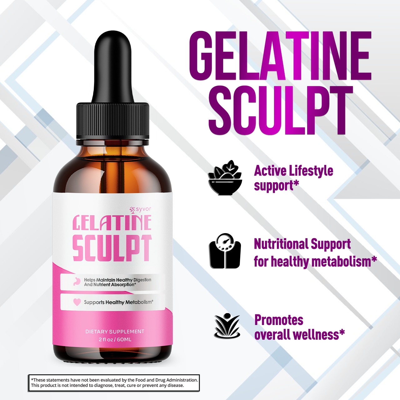 (3 Pack) Gelatine Sculpt Drops Advanced Health & Fitness Supplement 90 Servings