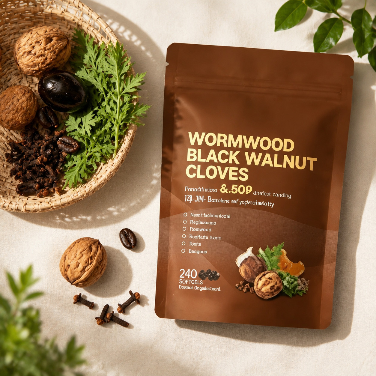 VivoNu Wormwood Black Walnut Cloves – Cleanse & Metabolism Support, 240 Softgels