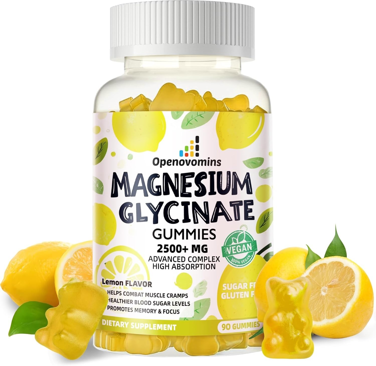 Magnesium Glycinate Gummies 2500mg – Sugar Free Magnesium Potassium Supplement