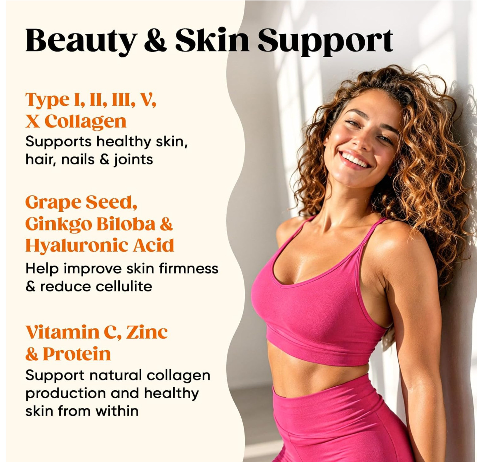 Multi Collagen Peptides Powder Fucoxanthin Turmeric Hyaluronic Acid Vitamin C