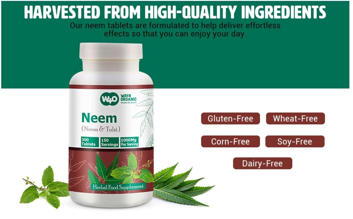 Neem Tulsi Tablets, 300 Pills, 150 Servings. Equal Ratio of Neem & Tulsi