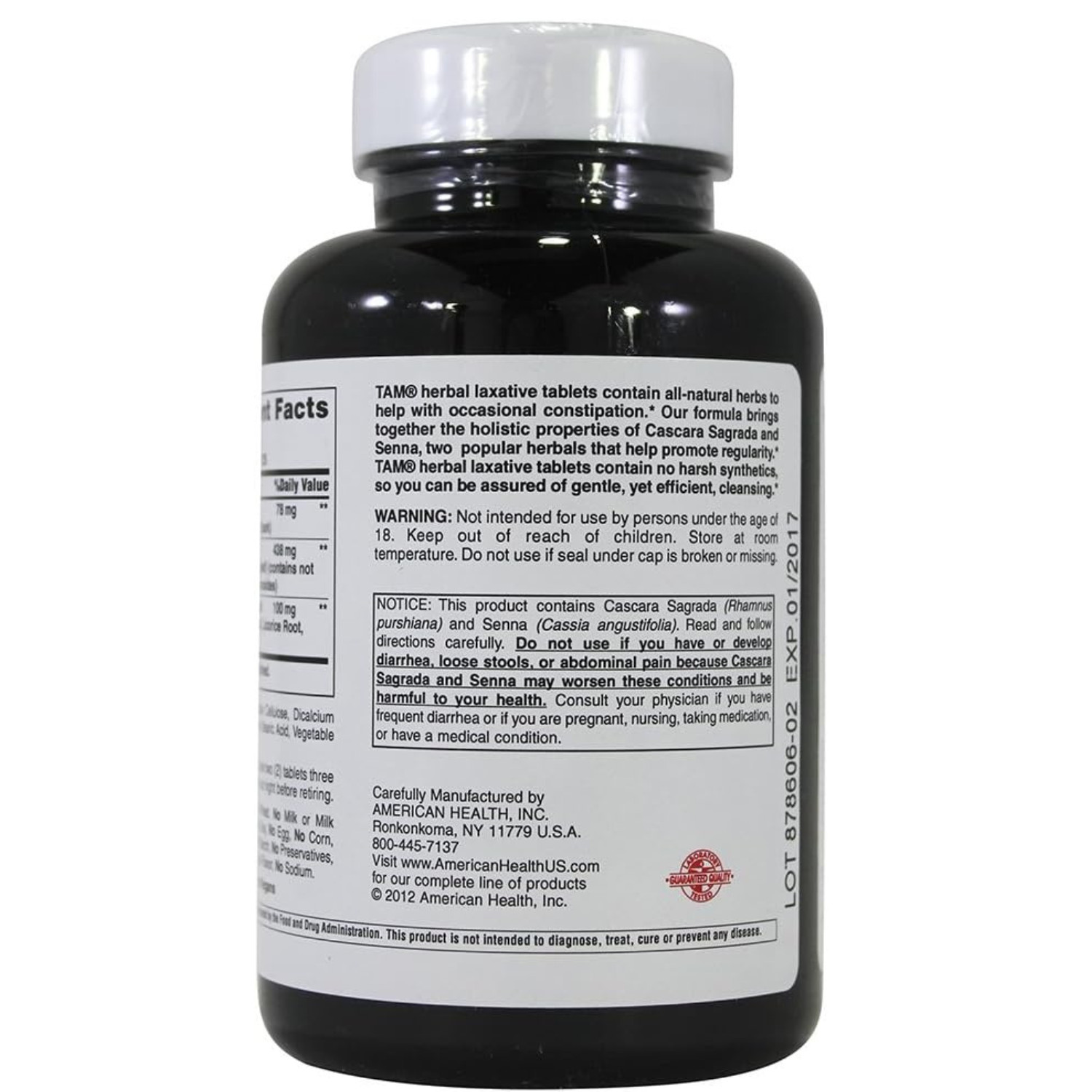 American Health TAM Herbal Laxative 750 Ct 3 Pack Natural Constipation Relief