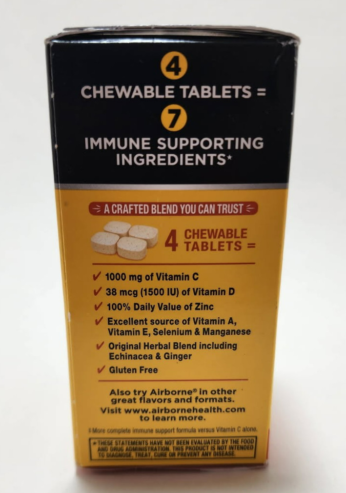 Airborne Citrus Vitamin C Immune Support 32 Chewable Tablets