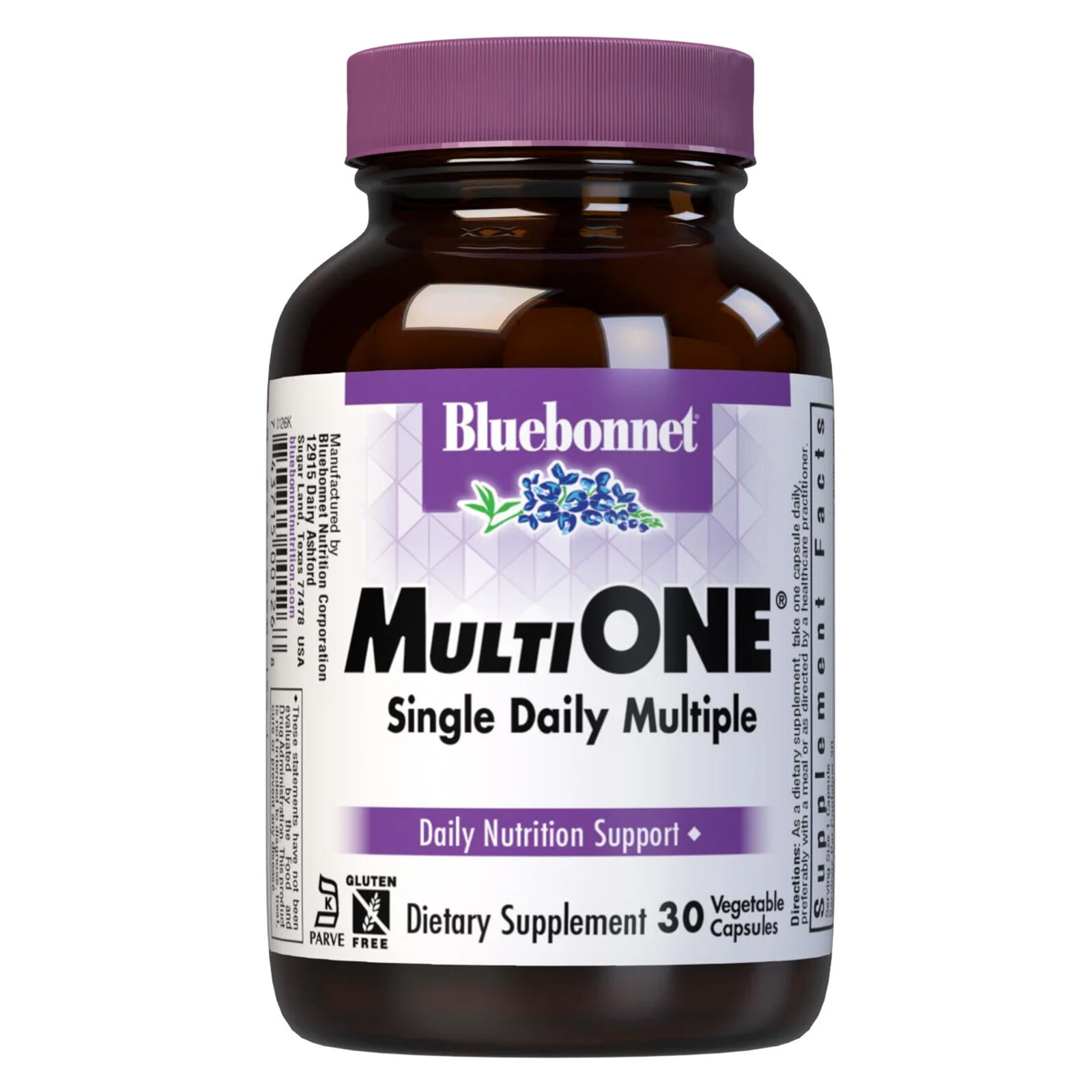 Bluebonnet Multi One (With Iron) 30 Vegetable Capsules, Daily Nutritional Suppor