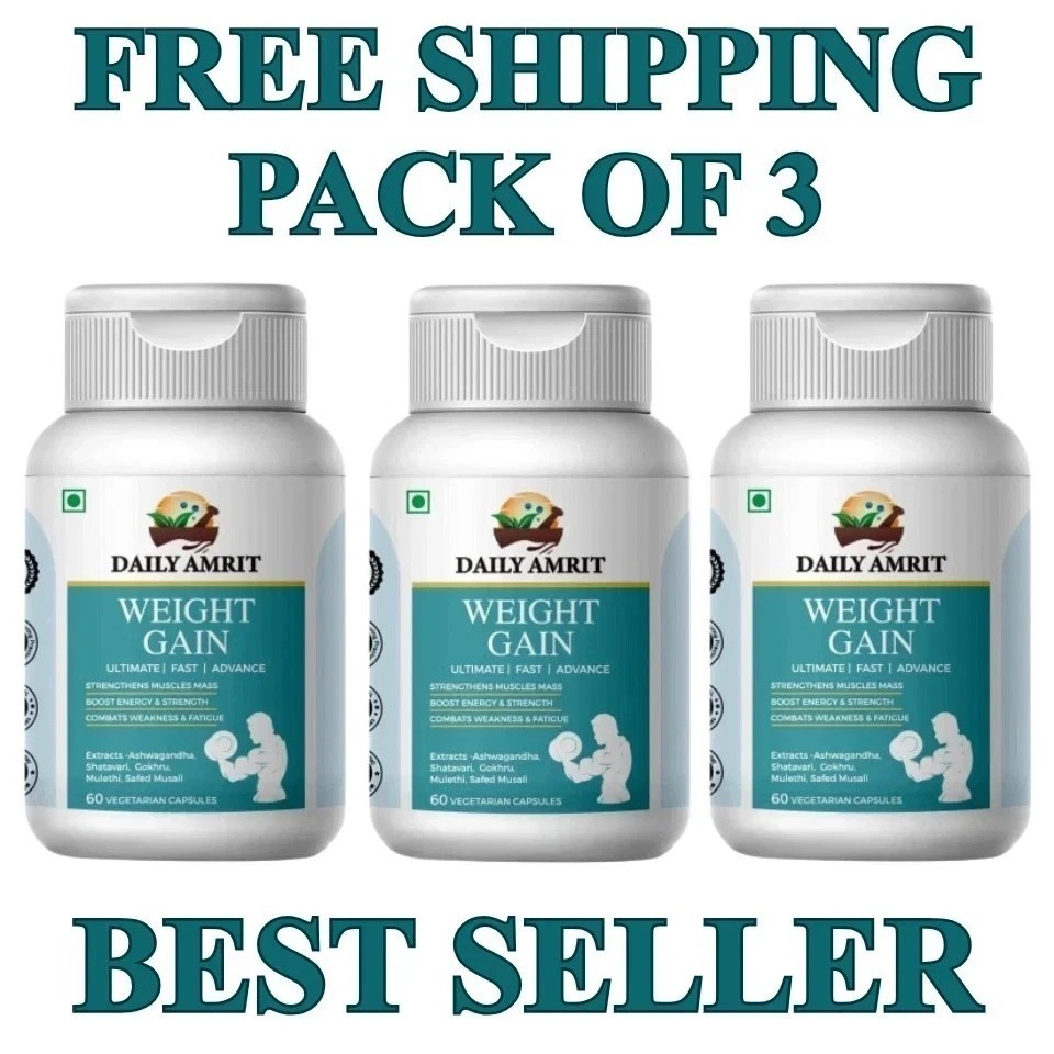 BODY GROW Fast Weight Gain Pills Ayurvedic Muscle Mass Gainer For Men (60-180N)