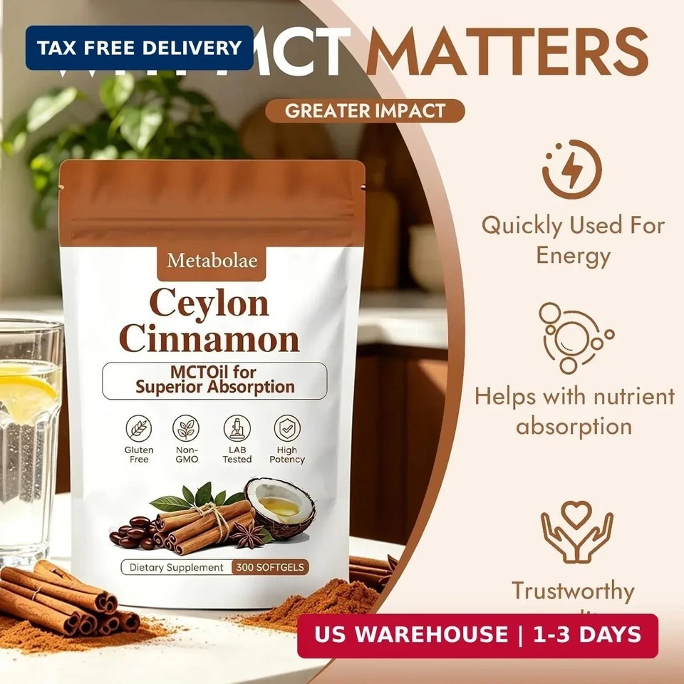 Metabolae Ceylon Cinnamon SoftGels with MCT Oil, Highly Bioavailable Herbal Extr