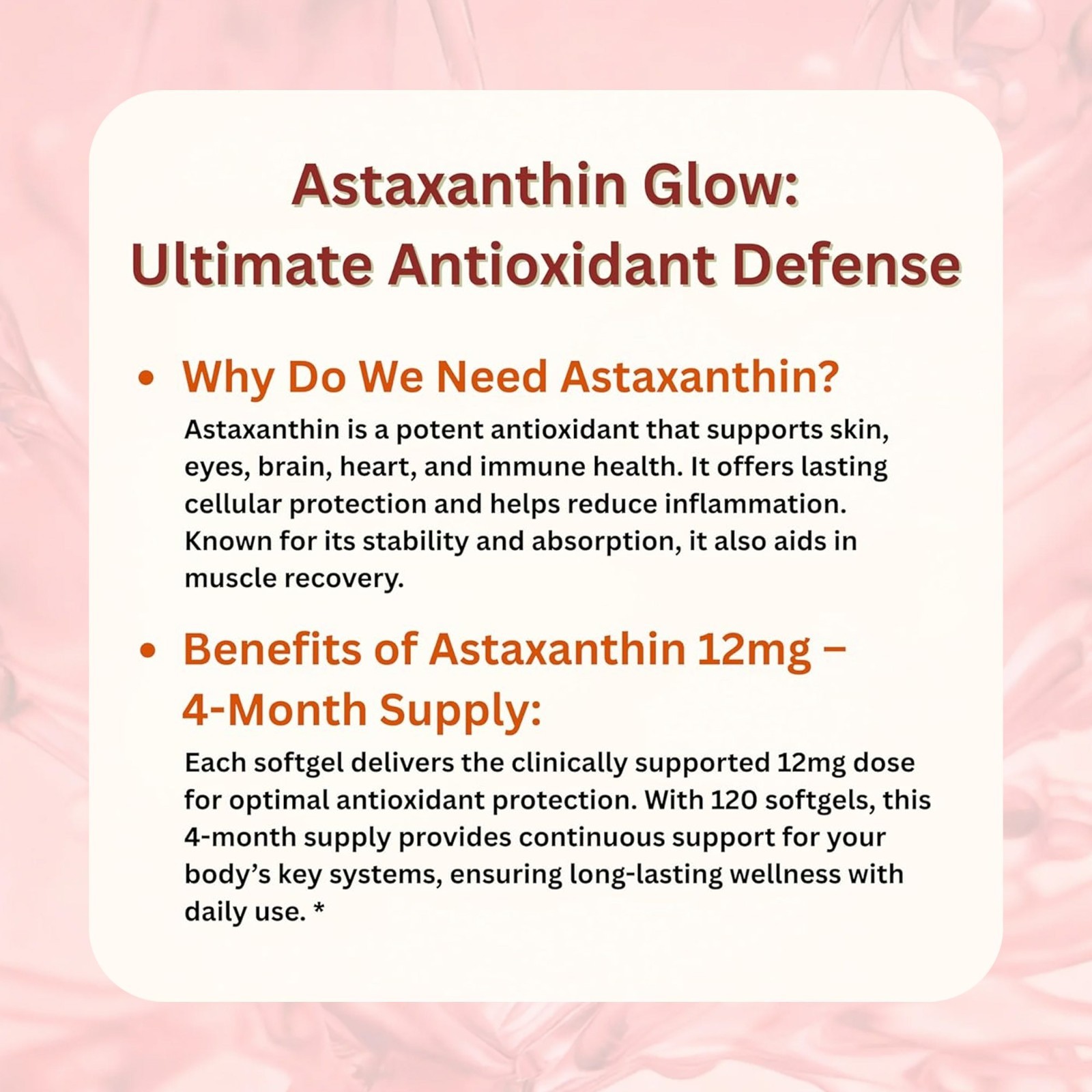 Softgels 120 Astaxanthin 12mg – Supports Eye Health and Joint Health US
