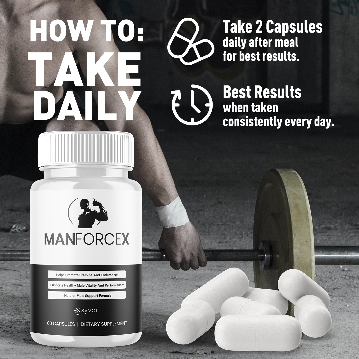 (1 Pack) Manforcex Advanced Male Pills Man Force X Vitamin Supplement 60 Caps
