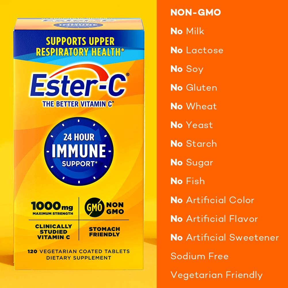 Ester-C Vitamin C 1000 mg Coated Tablets, Immune System 120 Count (Pack of 1)