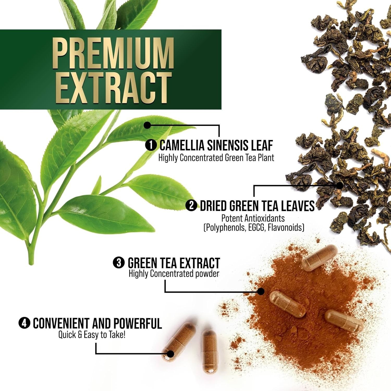 Green Tea Fat Burner 1000mg EGCG Extract Natural Weight Loss Supplement Capsules