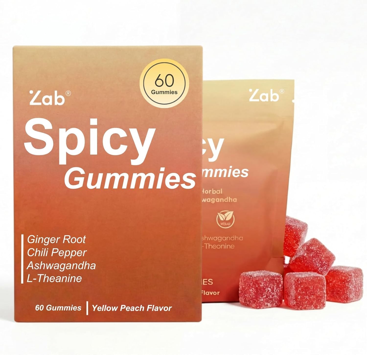 Spicy Gummies Ashwagandha L-Theanine & Caffeine Energy, Calm & Mood Support