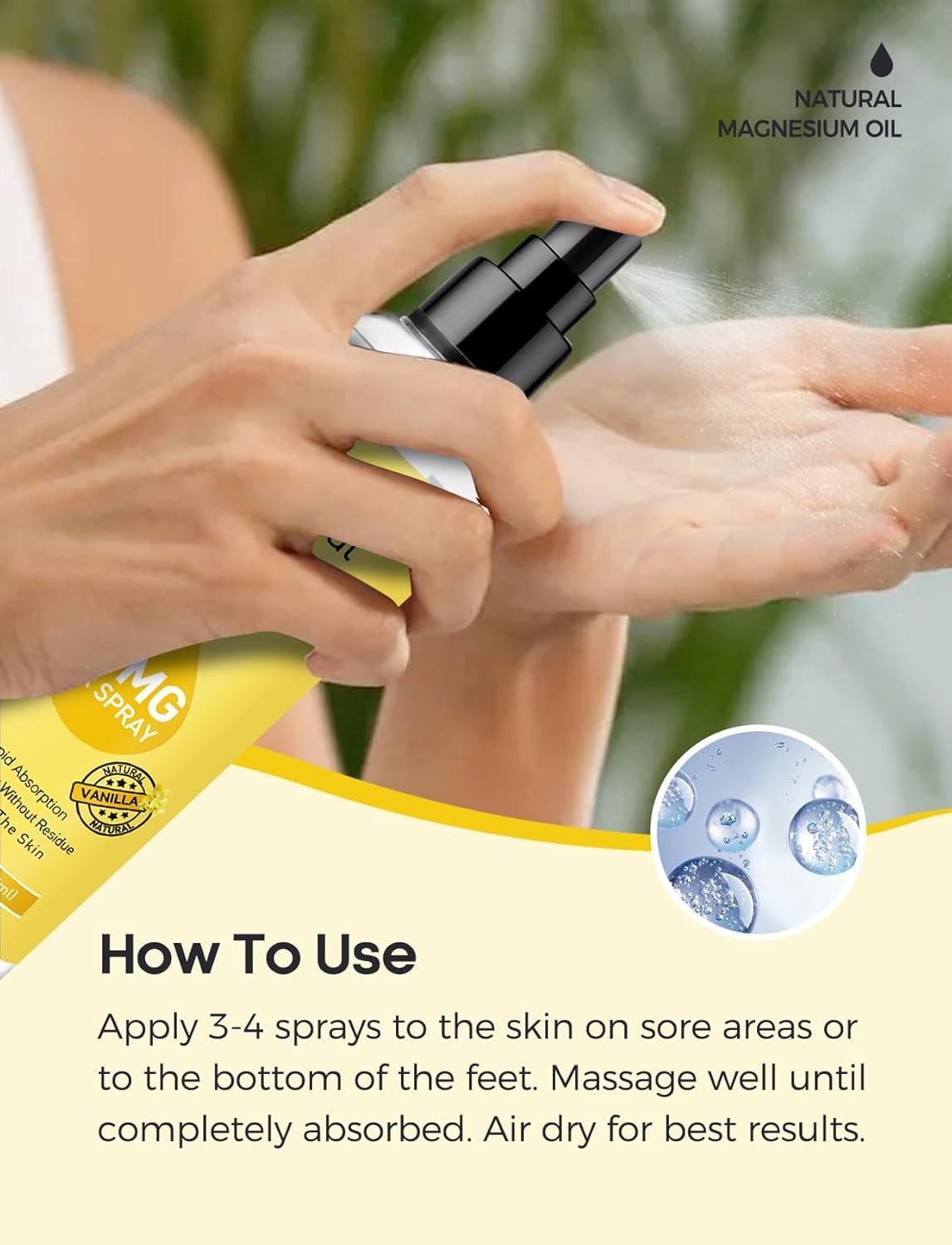 Magnesium Oil Spray – For Feet, Sleep & Muscle Relief, Vanilla