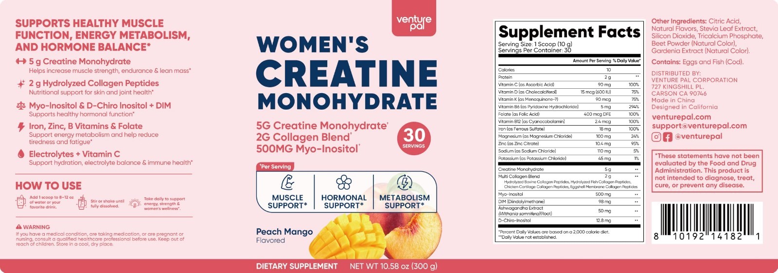 18-in-1 Creatine Powder for Women – Collagen, Electrolytes, Vitamins, Sugar-Free